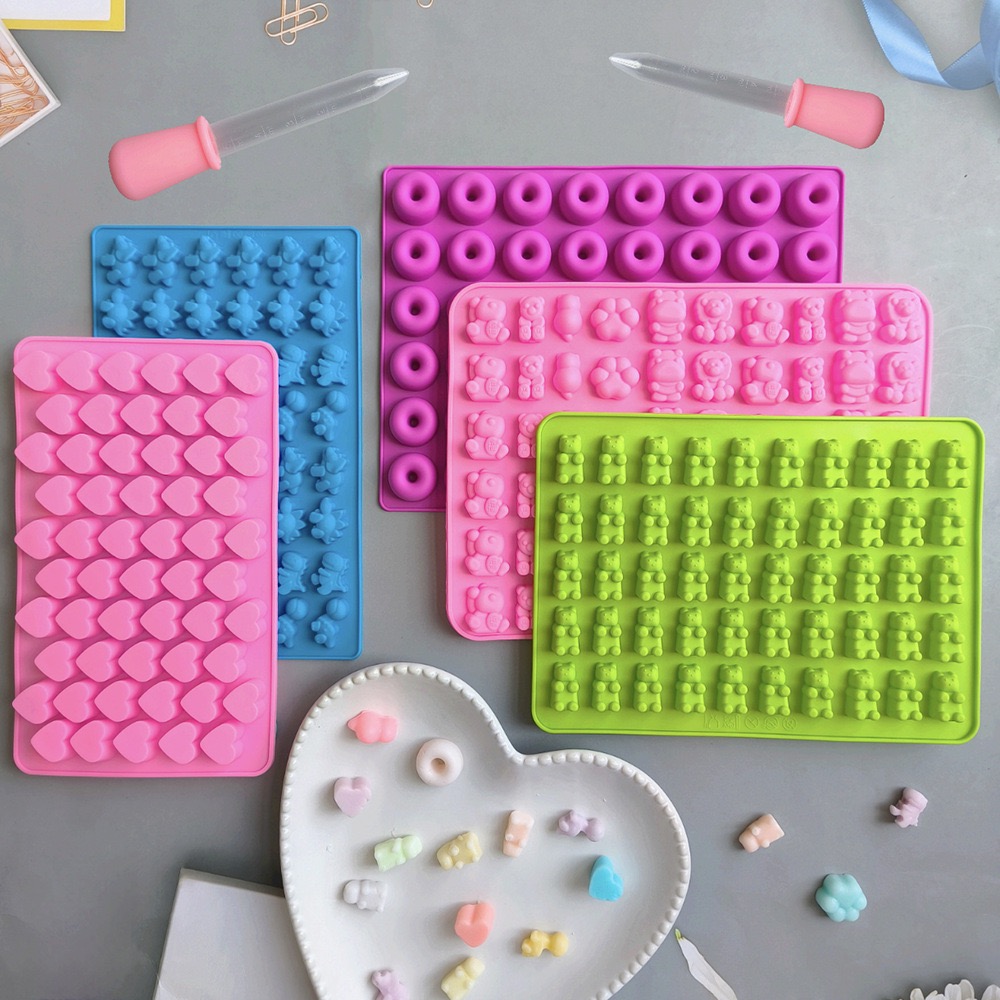 Kitchen Baking Tray - 7개의 캔디 실리콘 몰드와 2개의 드롭퍼