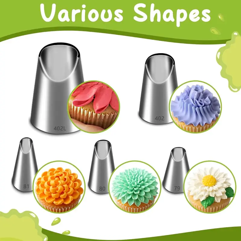 Kitchen Baking Kit - 5PCS 스테인레스 스틸 파이핑 노즐 세트,