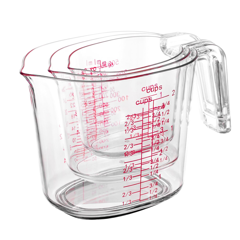 Kitchen Baking Kit - 1컵, 2컵, 4컵 투명 네스팅 계량컵