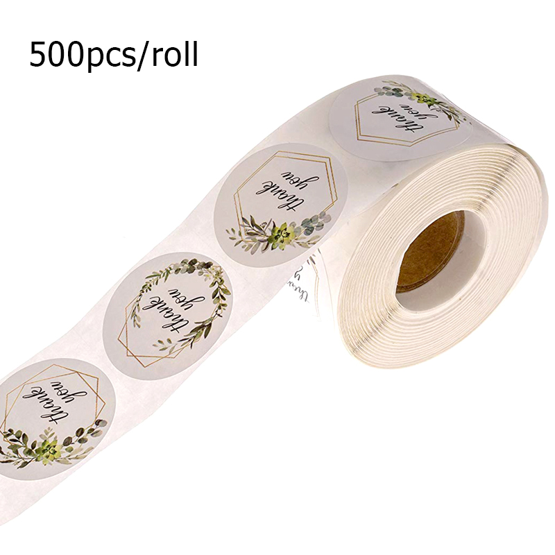 Kitchen.Baking Labels - 500pcs 감사합니다 롤 스티커 녹색 식물