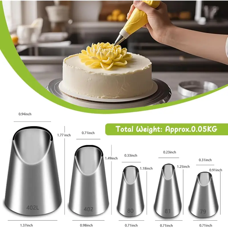 5PCS 스테인레스 스틸 파이핑 노즐 세트, 주방 액세 - Kitchen Baking Kit 리뷰 및 가격