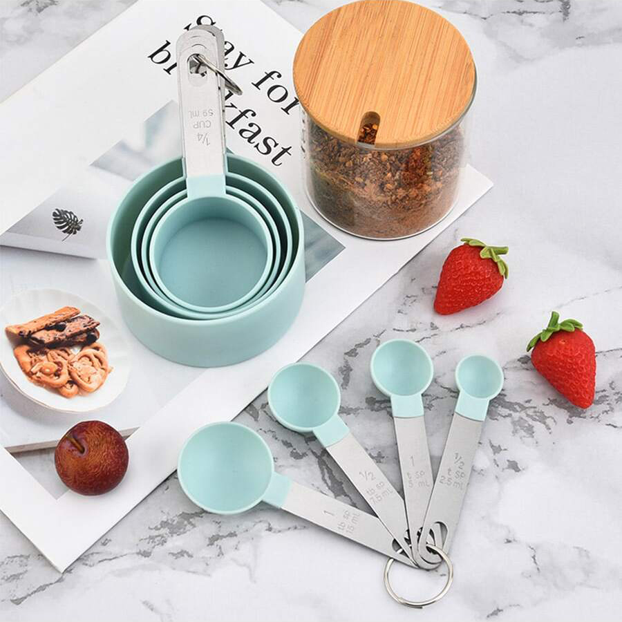 4PCS/8PCS 플라스틱 측정 컵 스푼 세트 스테인레 - Kitchen Baking Kit 리뷰 및 가격